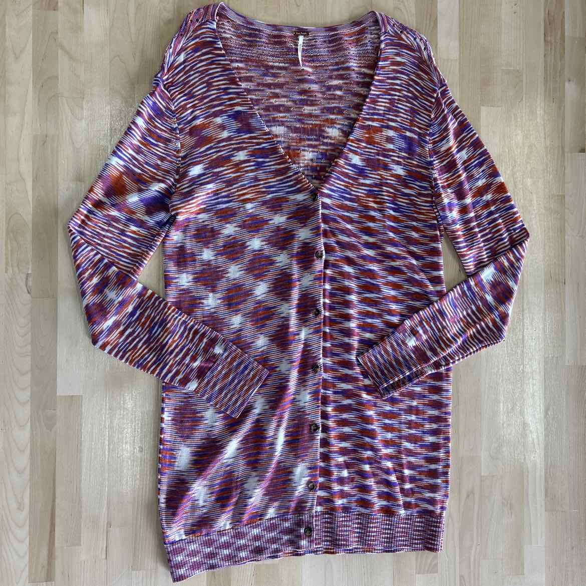 Free People Size M Purple & Orange Cardigan