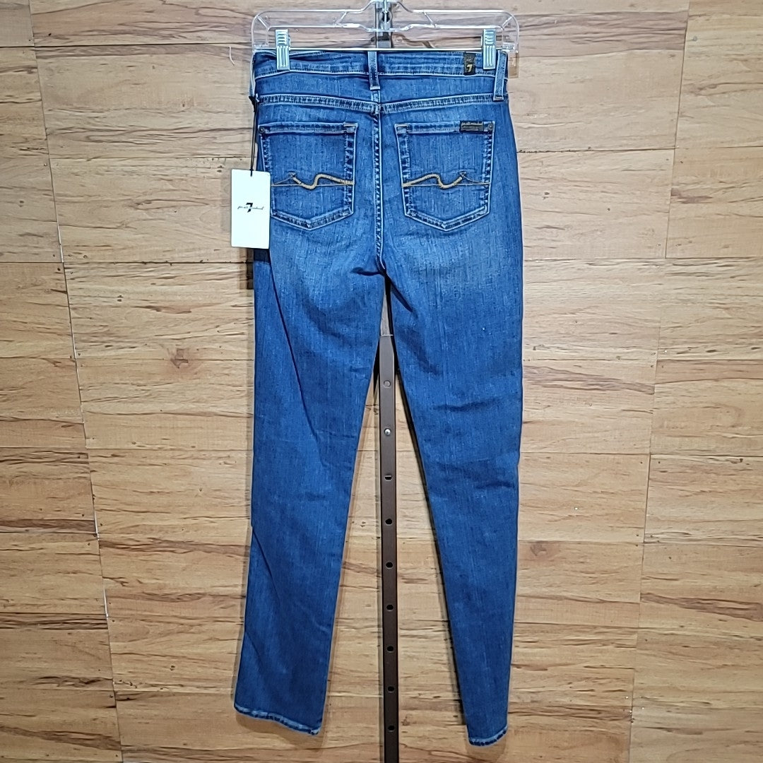 7 for all mankind Size 25 Mid-Rise Faded Denim Skinny Jeans NWT