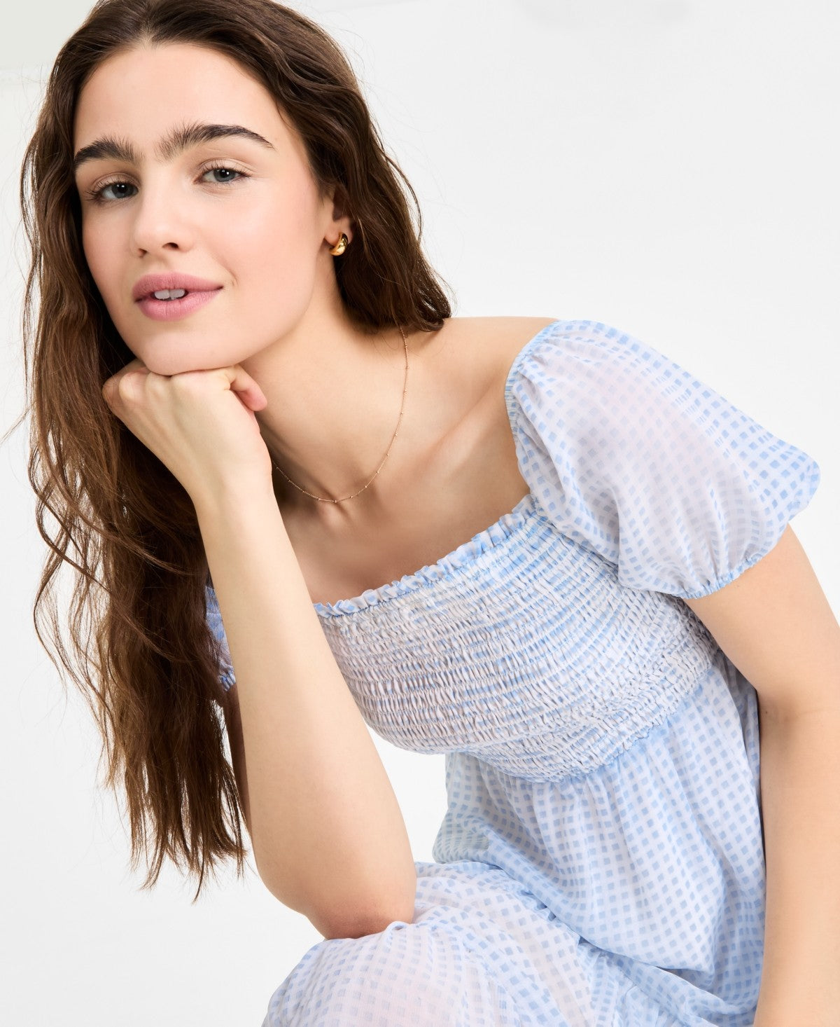 Celebrity Pink Juniors' Smocked Puff-Sleeve Midi Dress Celebrity Pink Juniors' Smocked Puff-Sleeve Midi Dress