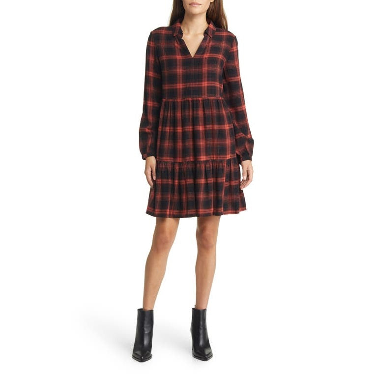 Beachlunchlounge Womens Plaid Mini Shirtdress