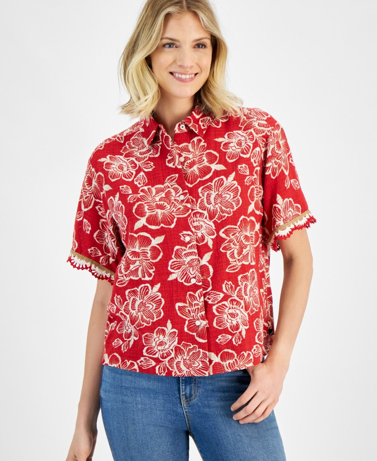 Nautica Size XL Red Button Down Shirt