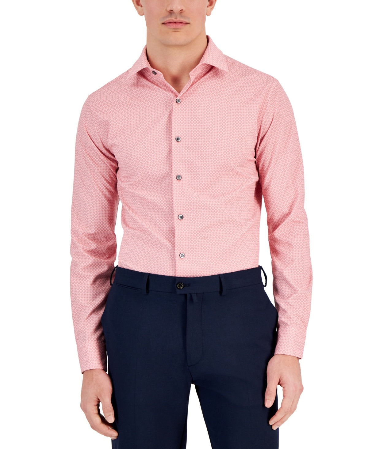 alfani dress shirt Alfani Dress Shirt Men's Pink Medallion Stretch Slim Fit
