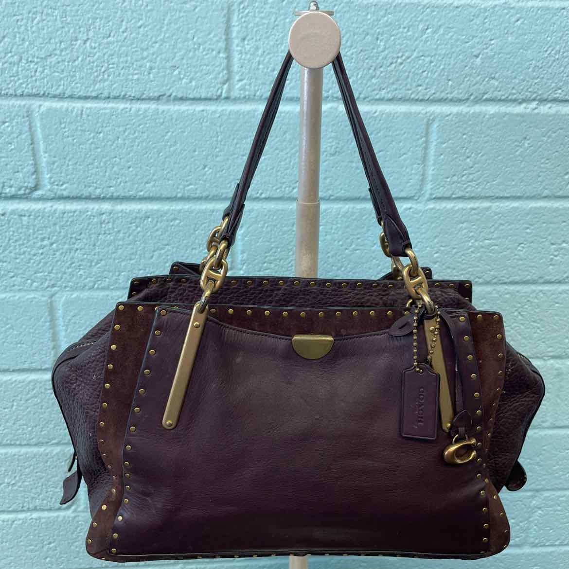 Coach Brown Boarder Rivets Dreamer 36 Lrg Satchel