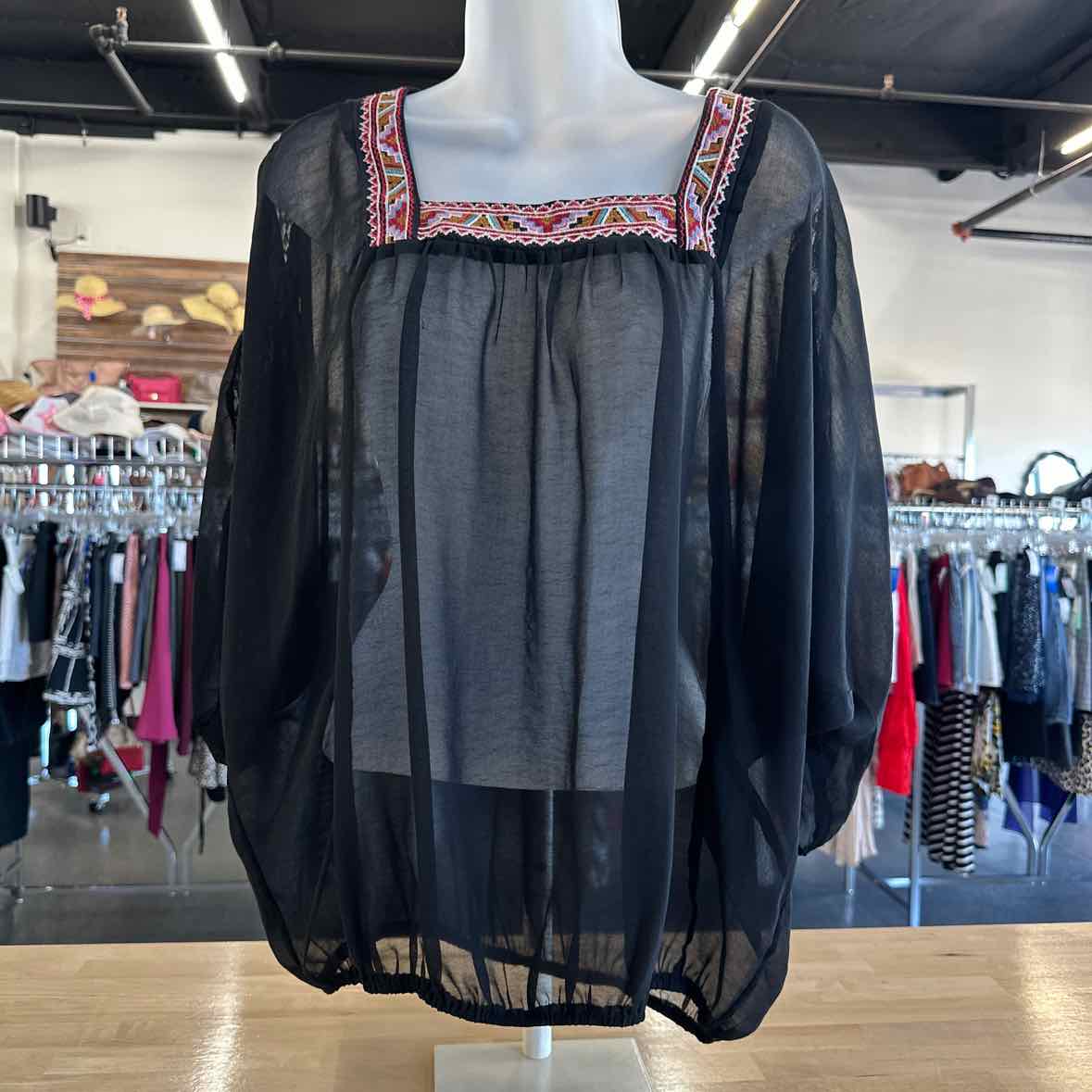 Charming Charlie Size S Black Blouse