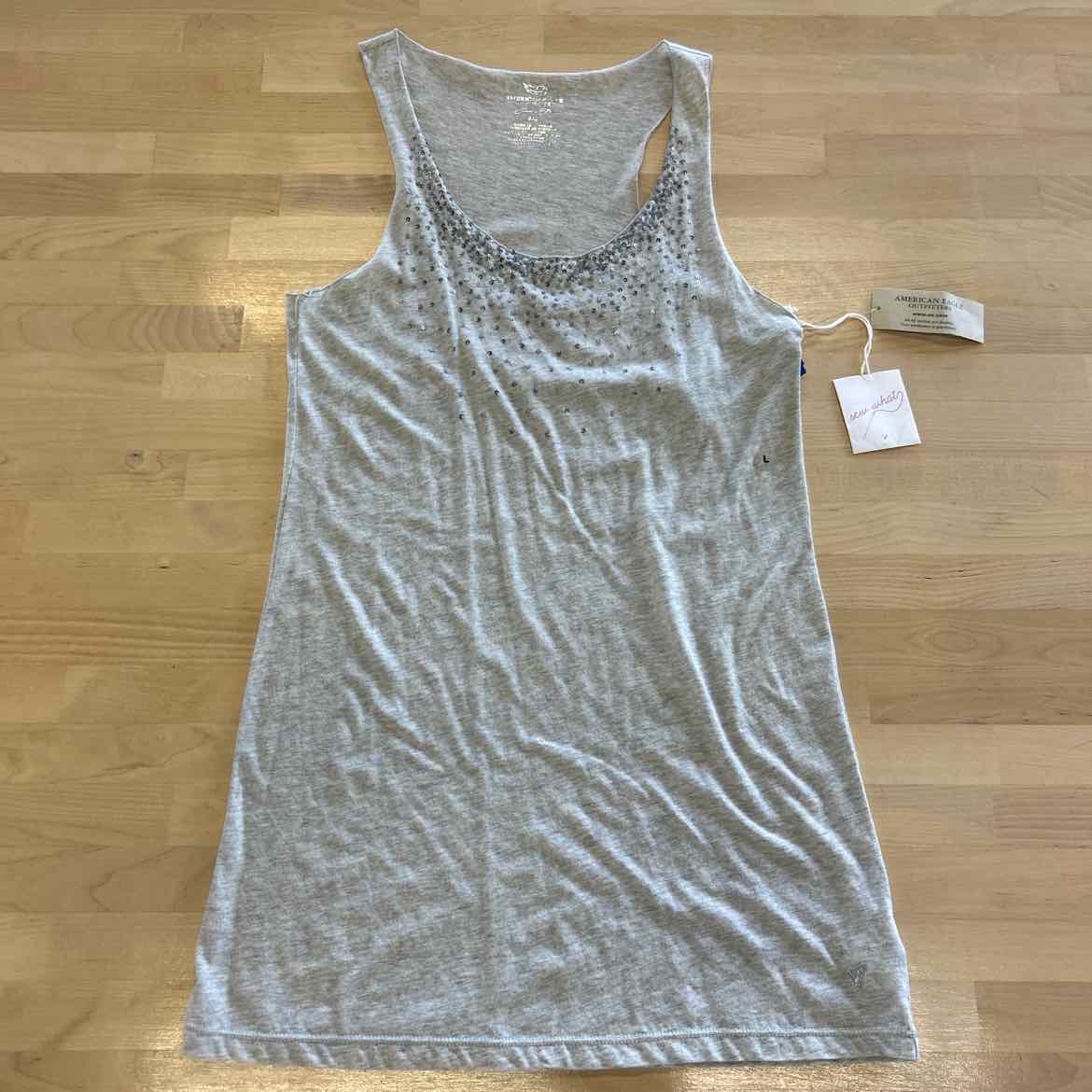 American Eagle Size L Gray Sequined Tank