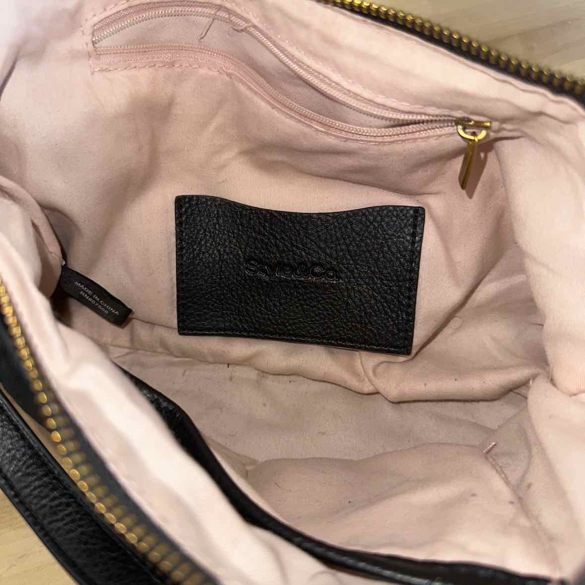 Style Co Medium Zippered Shoulder Bag Deep Black