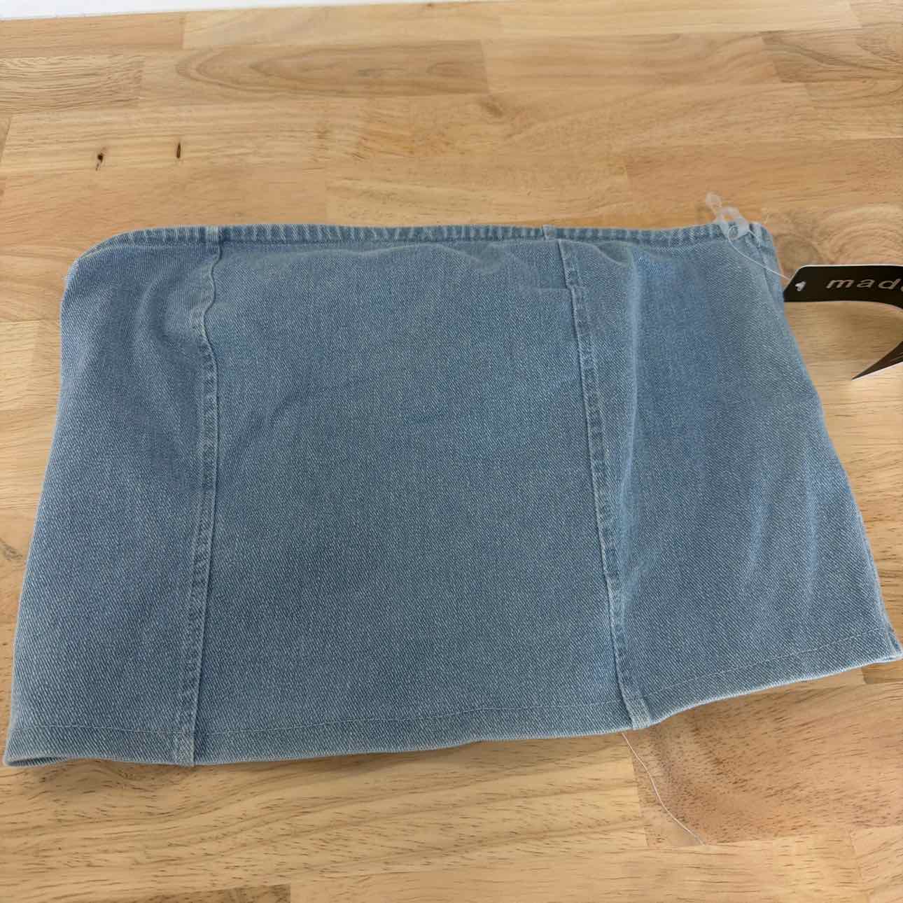 Madden Girl Size L Denim Tube Top - Light Wash