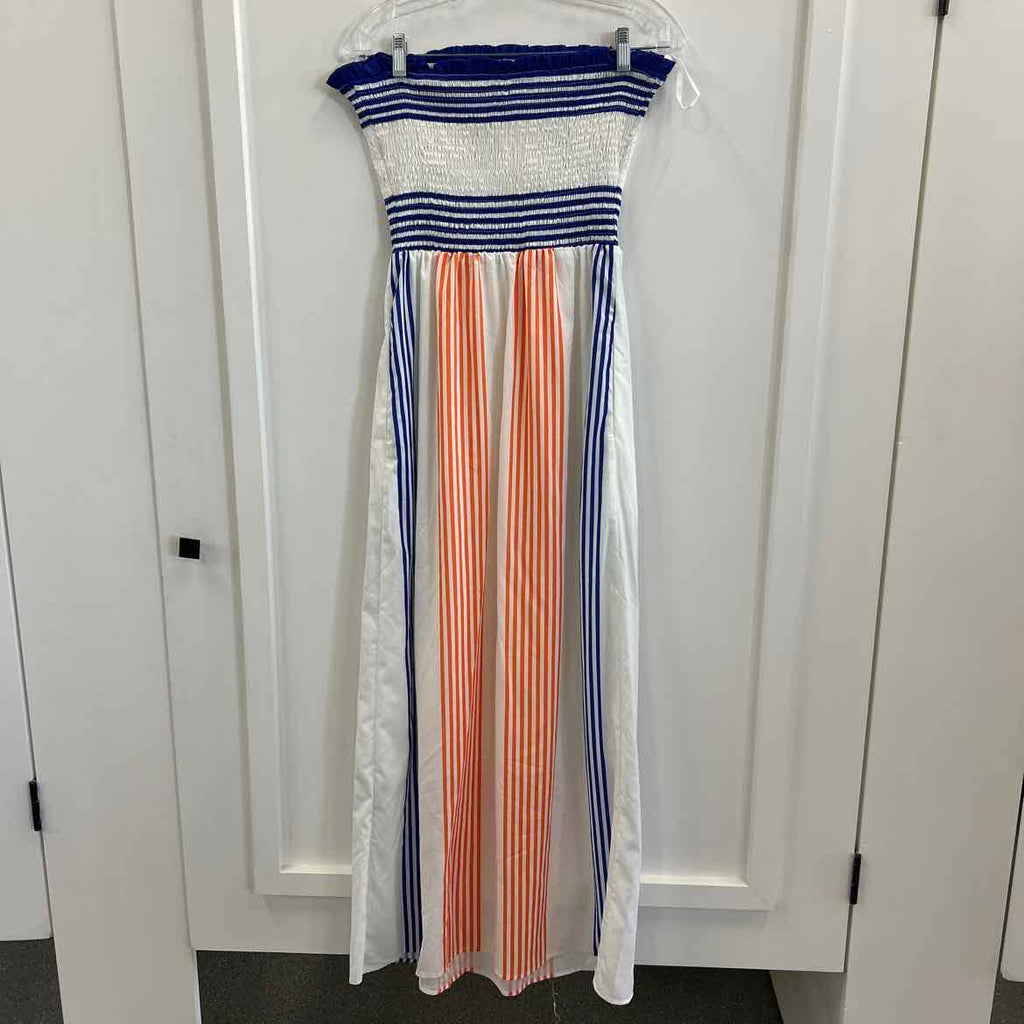 Size S White Blue Orange Preloved Dress