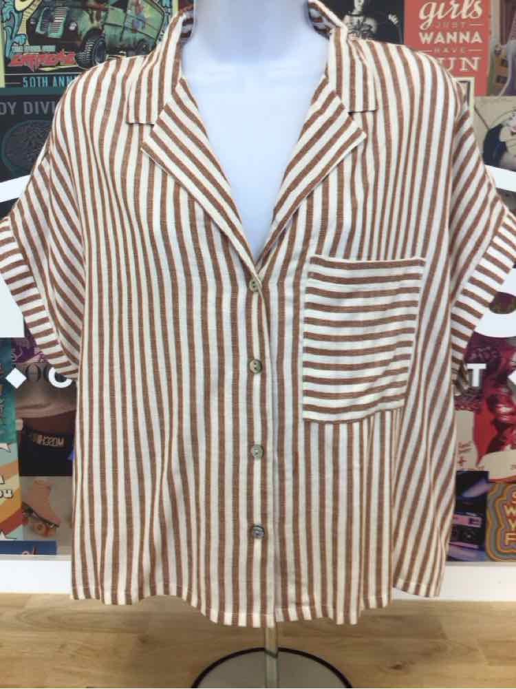 Evereve Size XS Tan Preloved Blouse LS