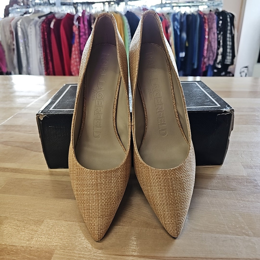 KARL LAGERFELD PARIS Womens Royale High-Heel Pumps Natural 11M