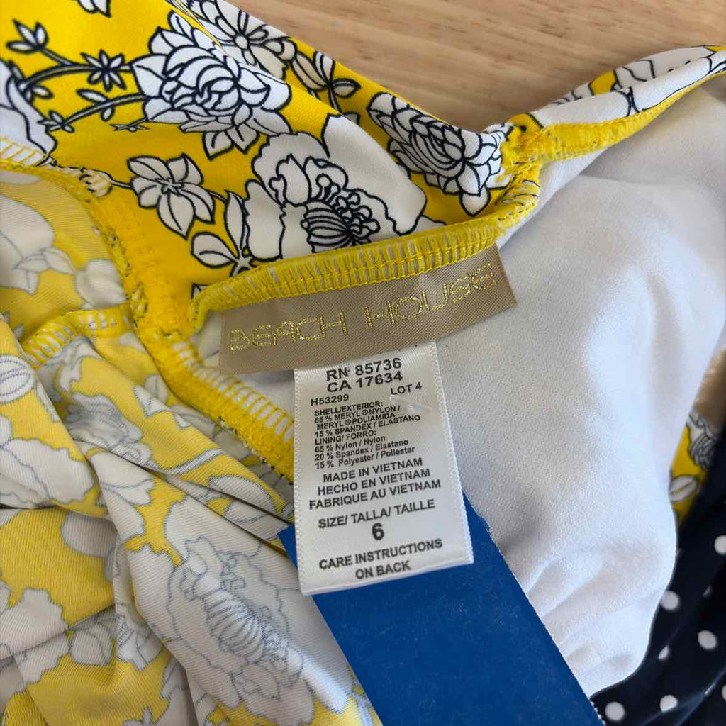 beach house Size 6 Yellow Blue Swimsuit Bottom/Top