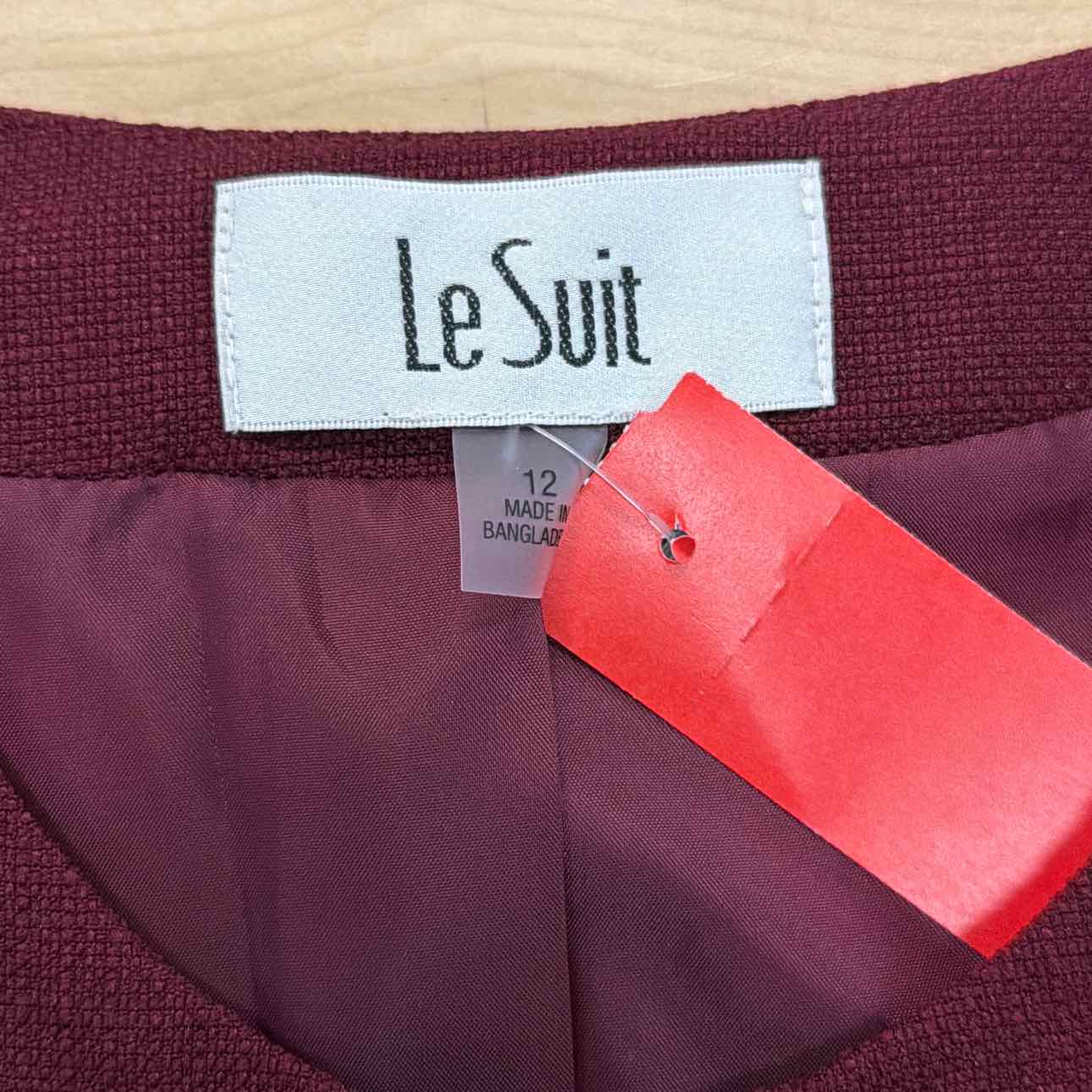 Le Suit Size 12 Burgandy New 2 pc Dress Set