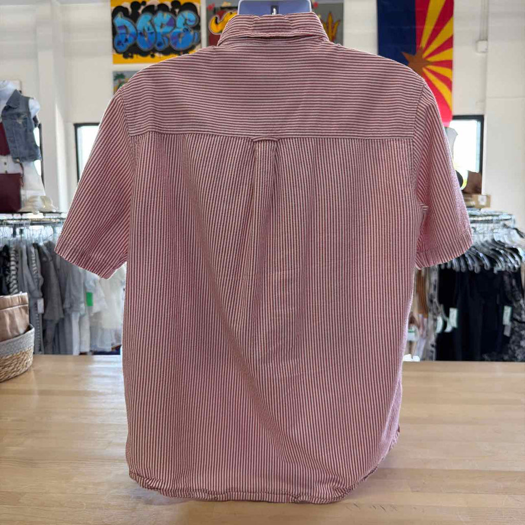 Chaps Size L Red Stripe Preloved MENS Button Down Shirt