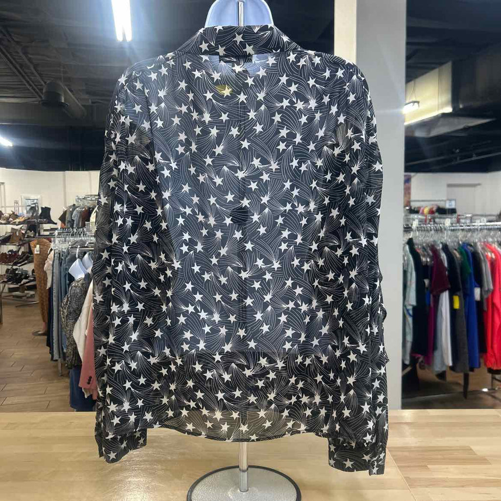 topshop Size 10 Black Preloved Button Down LS