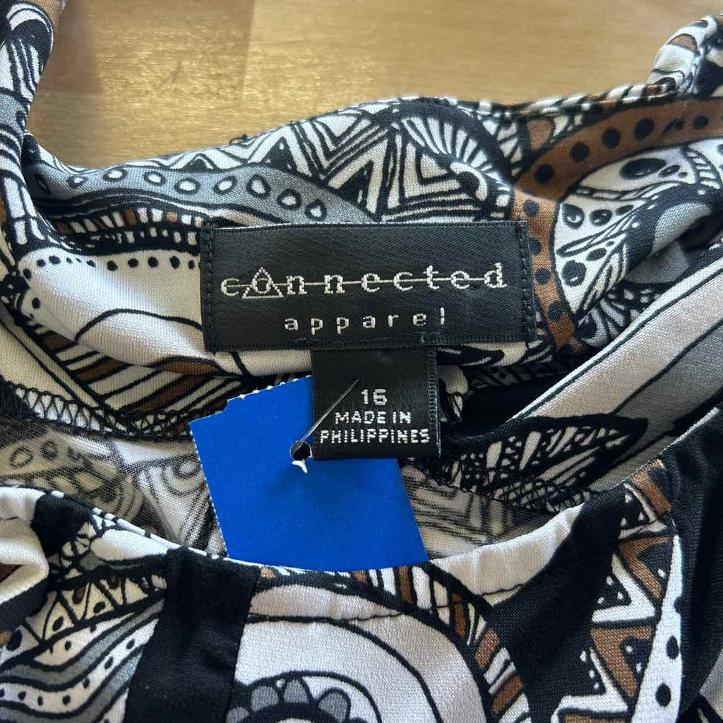 Connected Size 16 Black & Brown Dress