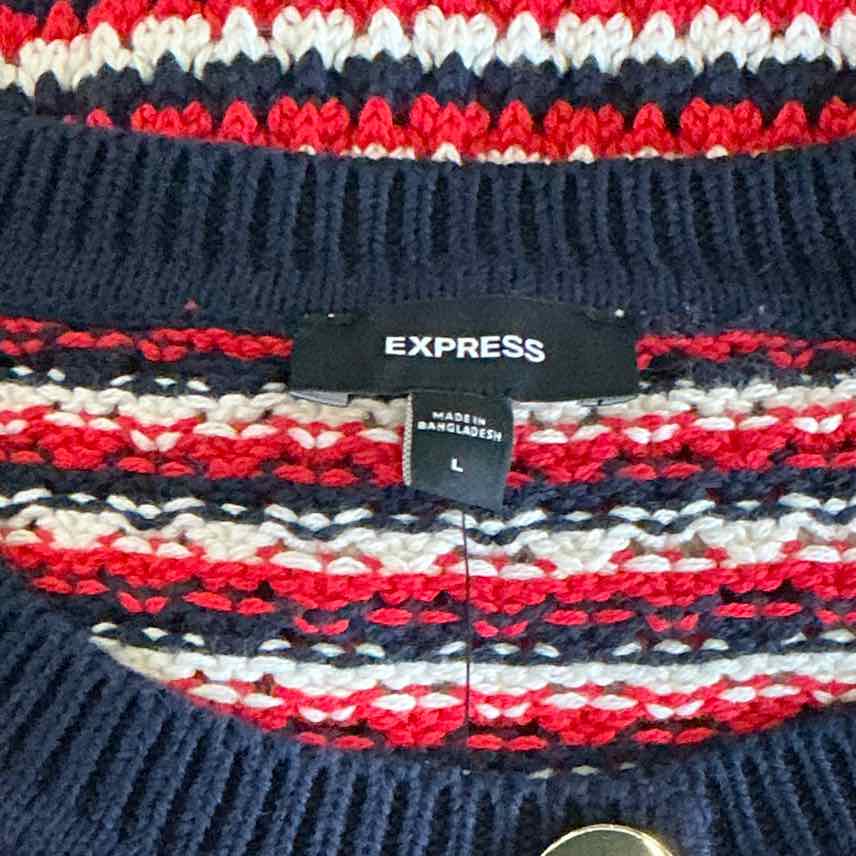 Express Size L Navy/Red Knit New Vest