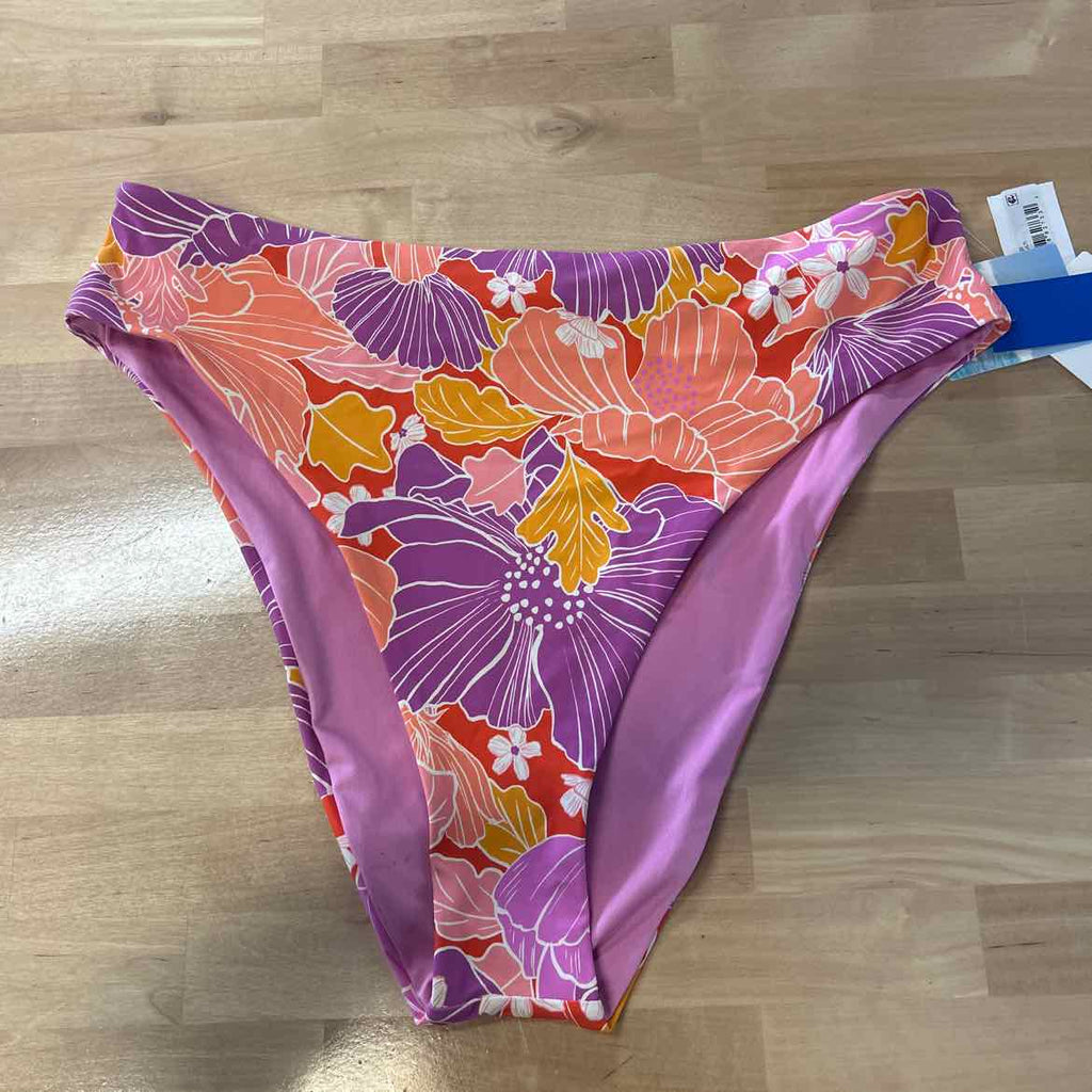 Roxy Size XL Bell Bottom Blooms High Waist Bikini Bottoms