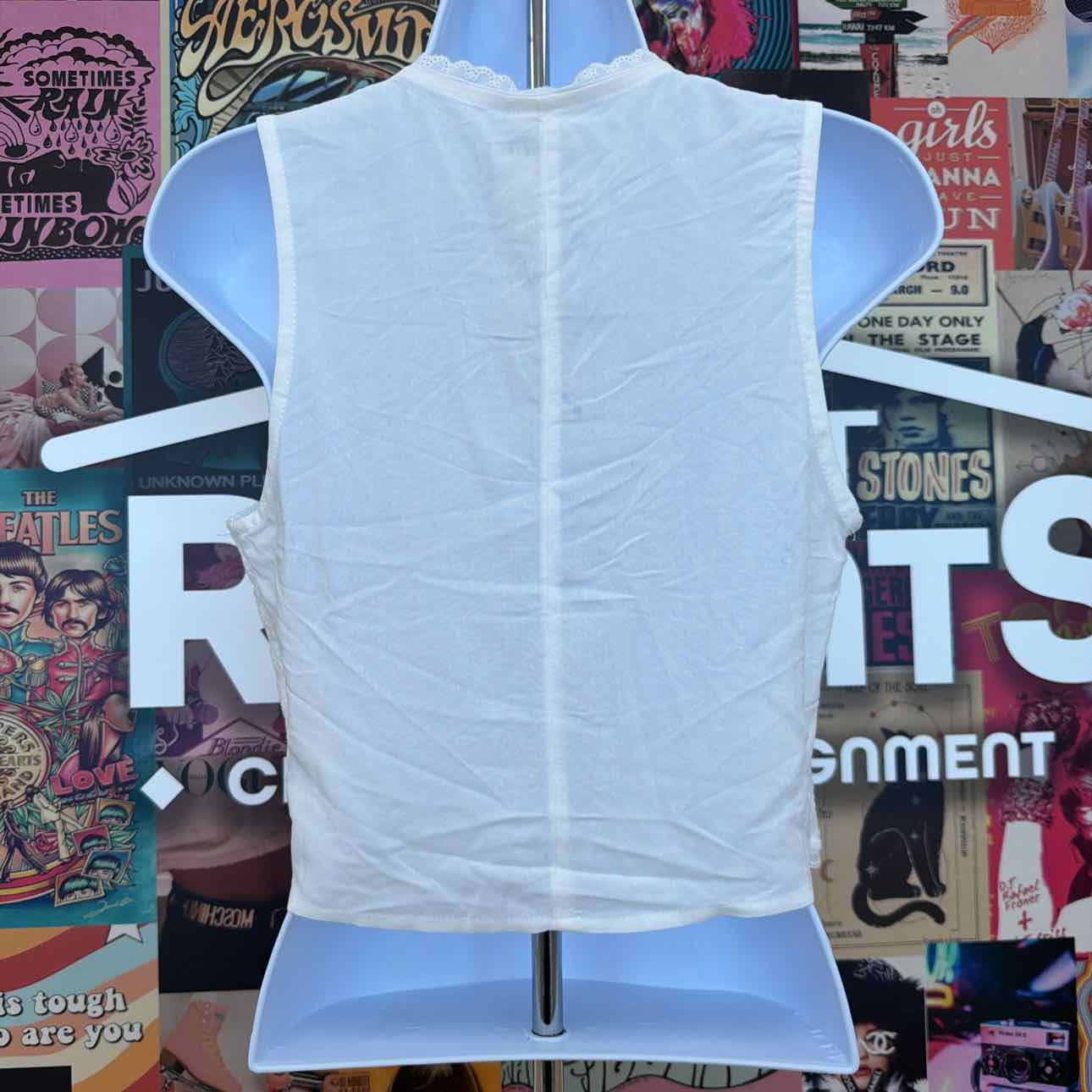 Self E Size XS Eyelet V-Neck Tie-Front Vest