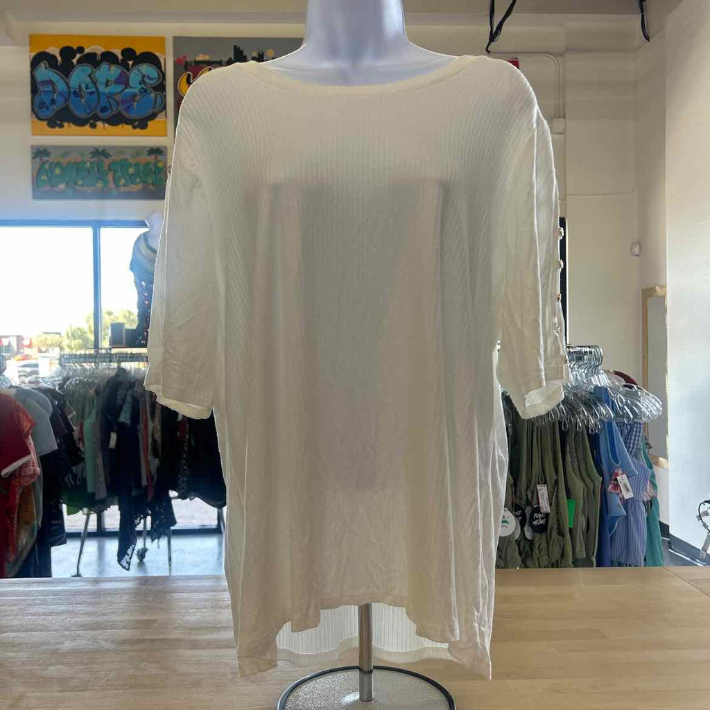 Rio & Rian Size 1X White Preloved Blouse LS