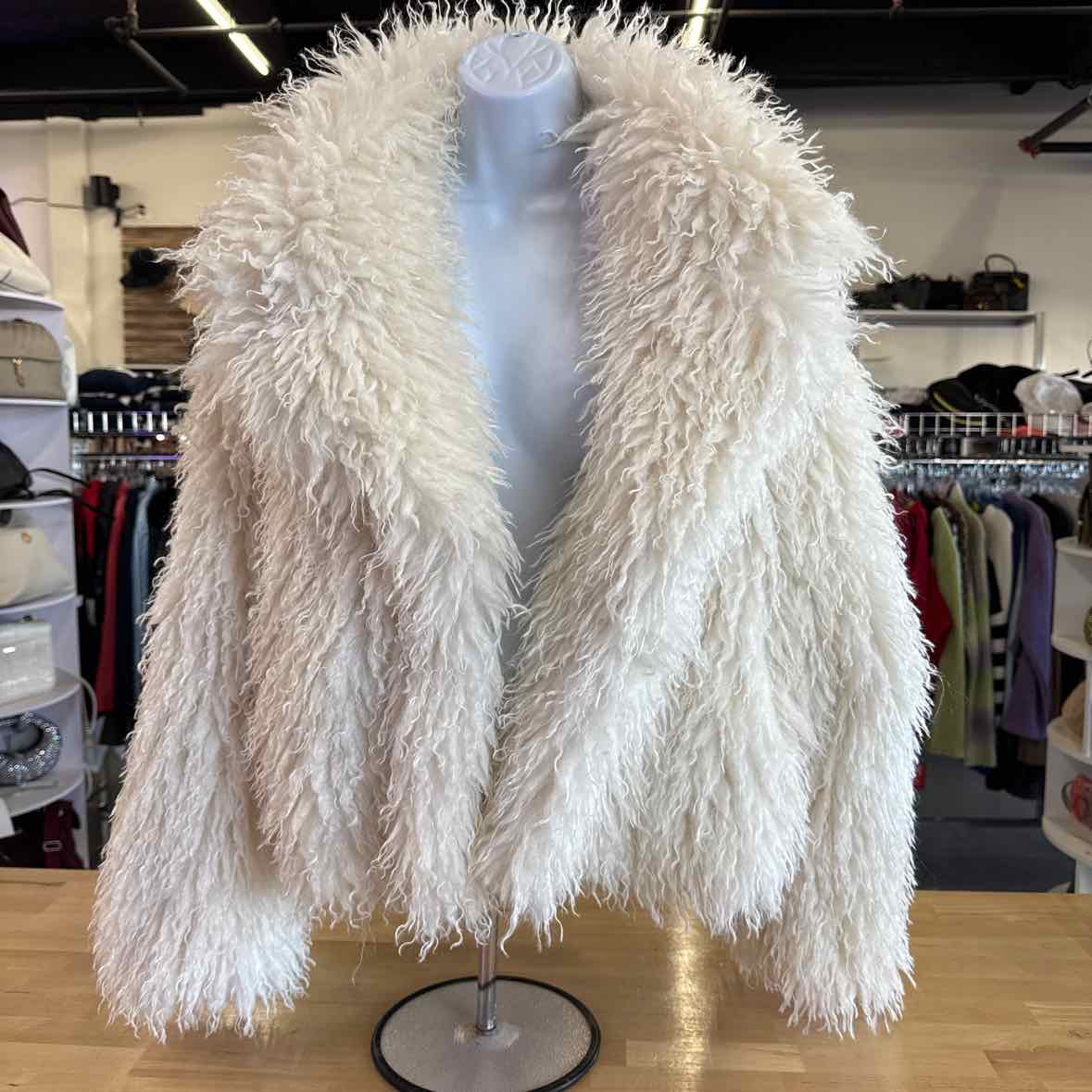 Michael Kors Size XL Crop Faux Fur Peacoat, Bone NEW