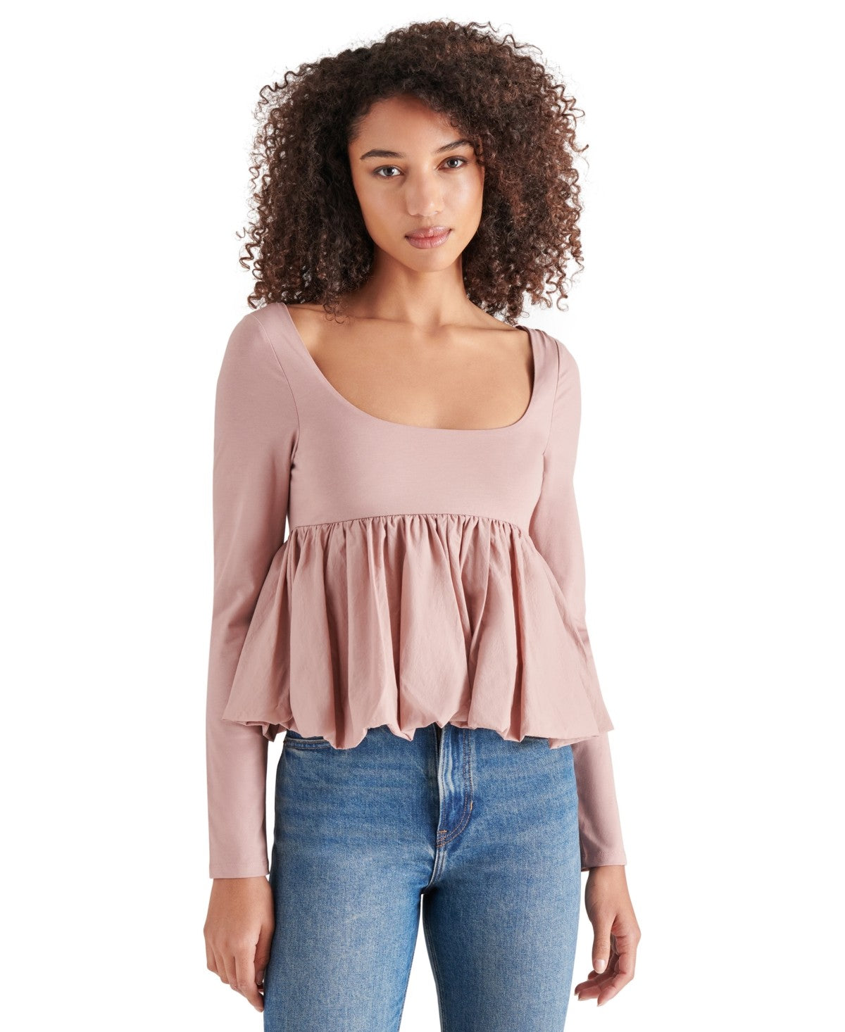 Steve Madden Women's Avielle Long-Sleeve Peplum Top - Ash Rose