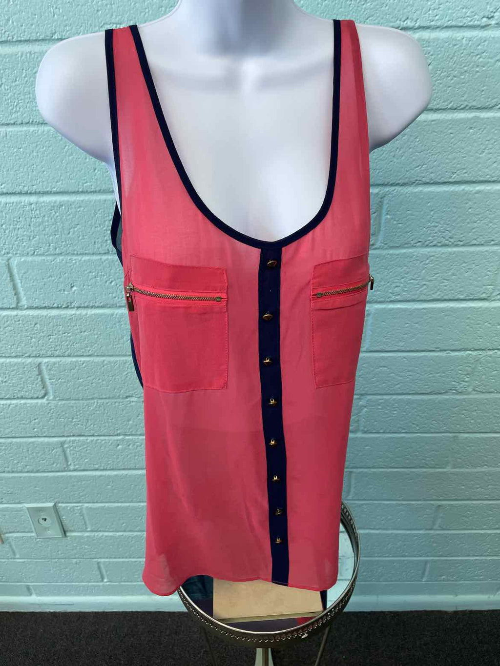 double zero Size S Pink & Blue Tank