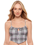 Salt + Cove Size M Plaid Tie-Front Tankini Top