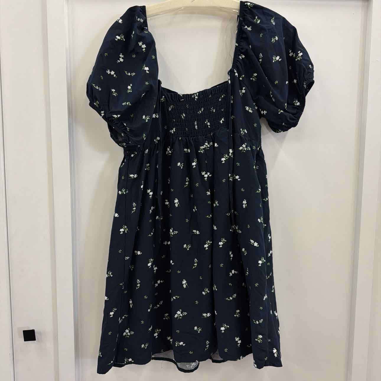 Celebrity Pink Juniors' Puff Sleeve Baby-Doll Mini Dress - Navy