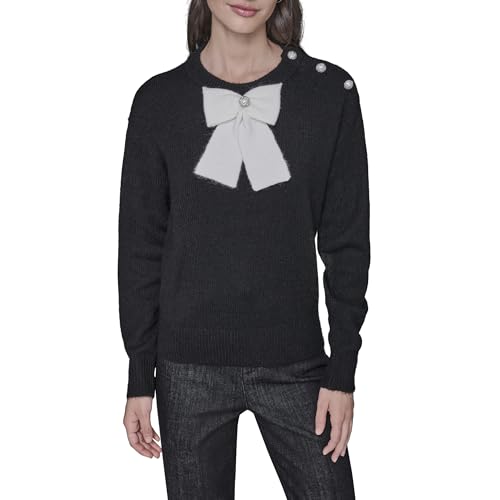 KARL LAGERFELD Paris Women's Sweater, Black/Soft White, Large
