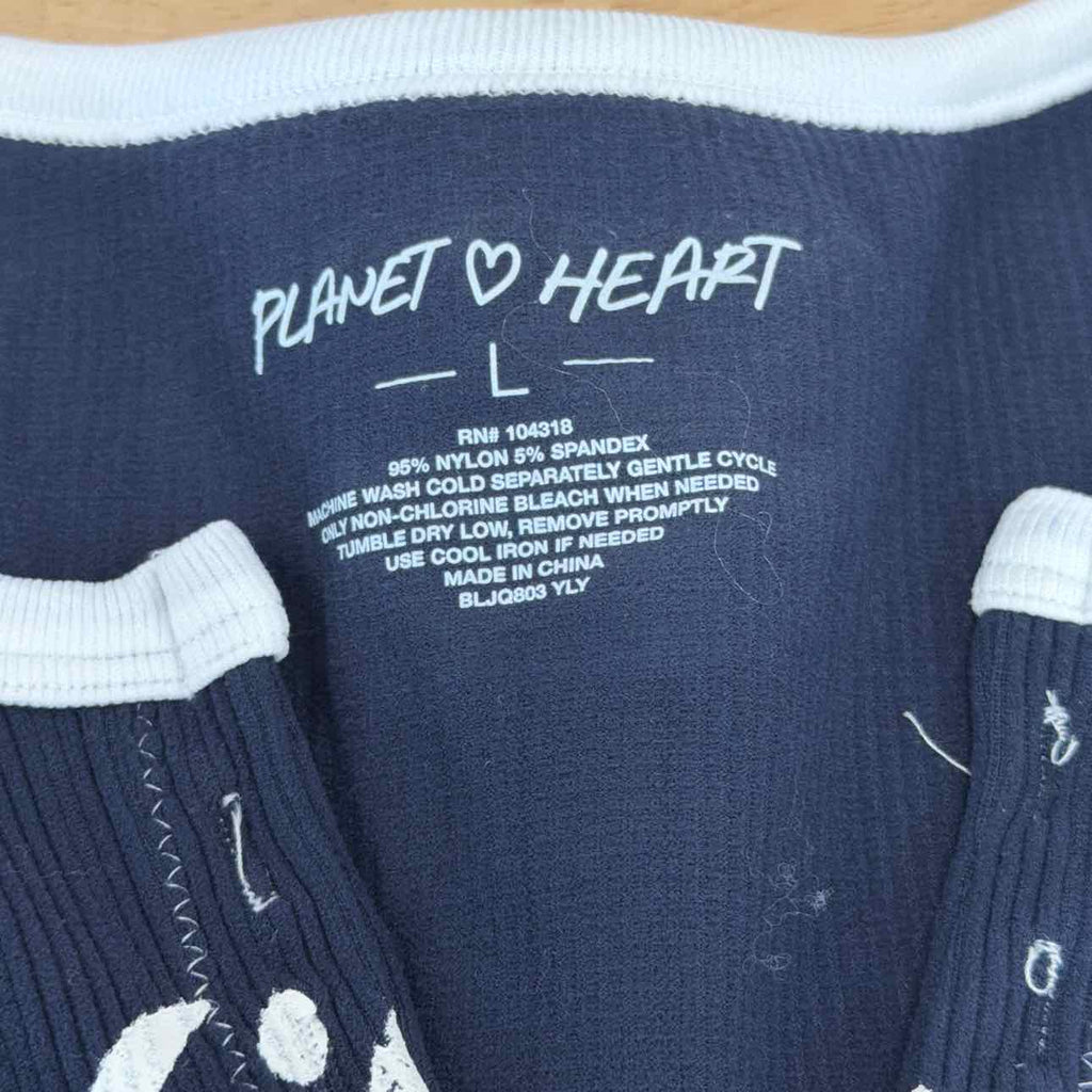 Planet Heart Size L Seamless Graphic Long Sleeve - Navy