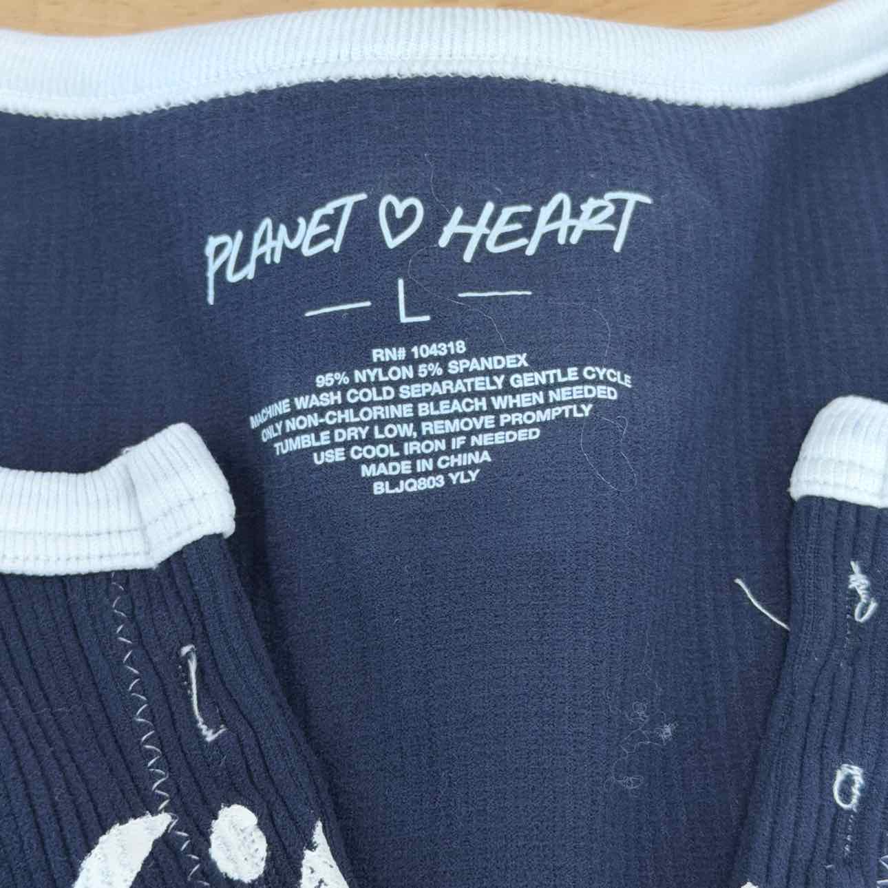 Planet Heart Size L Seamless Graphic Long Sleeve - Navy
