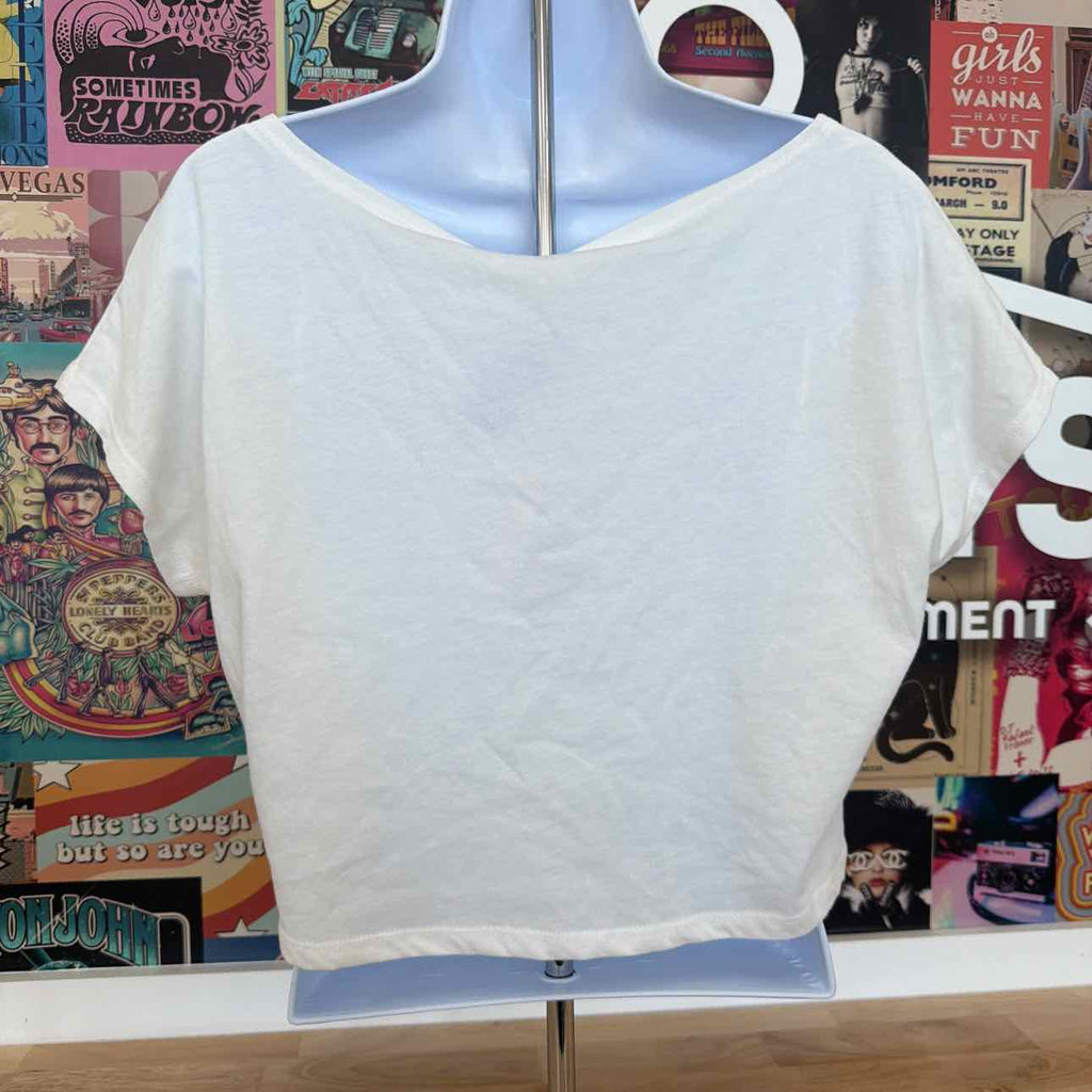 Self E Size S Graphic Off-the-Shoulder T-Shirt - White