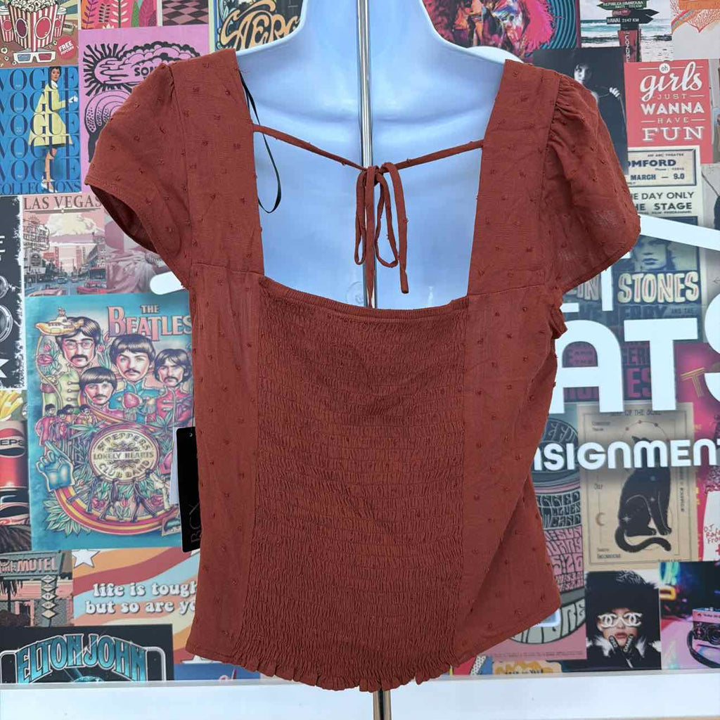 BCX Size L Clip-Dot Sweetheart-Neck Top