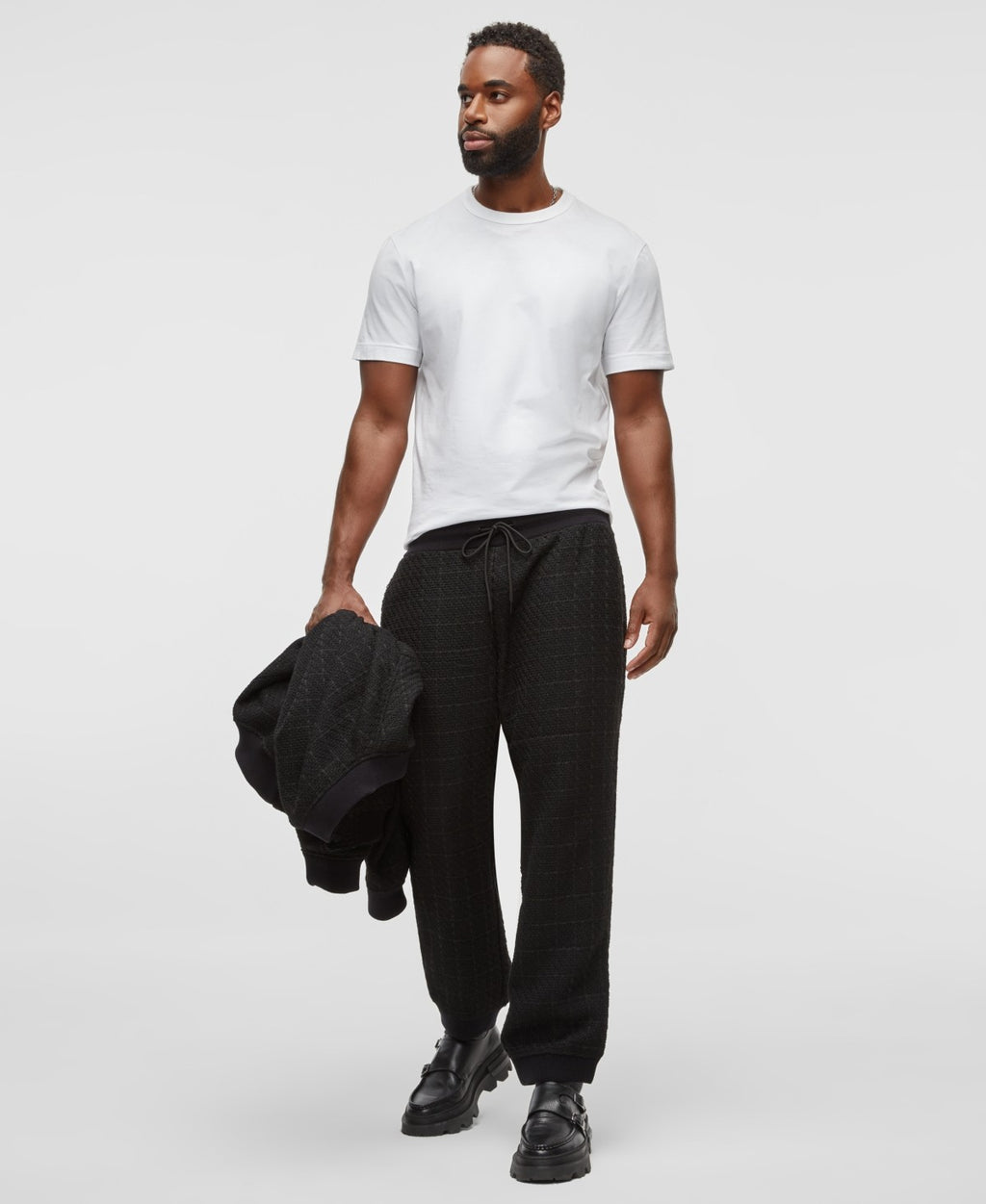 Mode of One Men S Regular-Fit Tapered-Leg Tweed Jogger Pants - Small