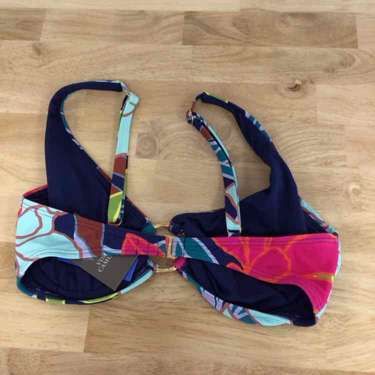 Vince Camuto Size M Floral O-Ring-Trim Bikini Top - Multi