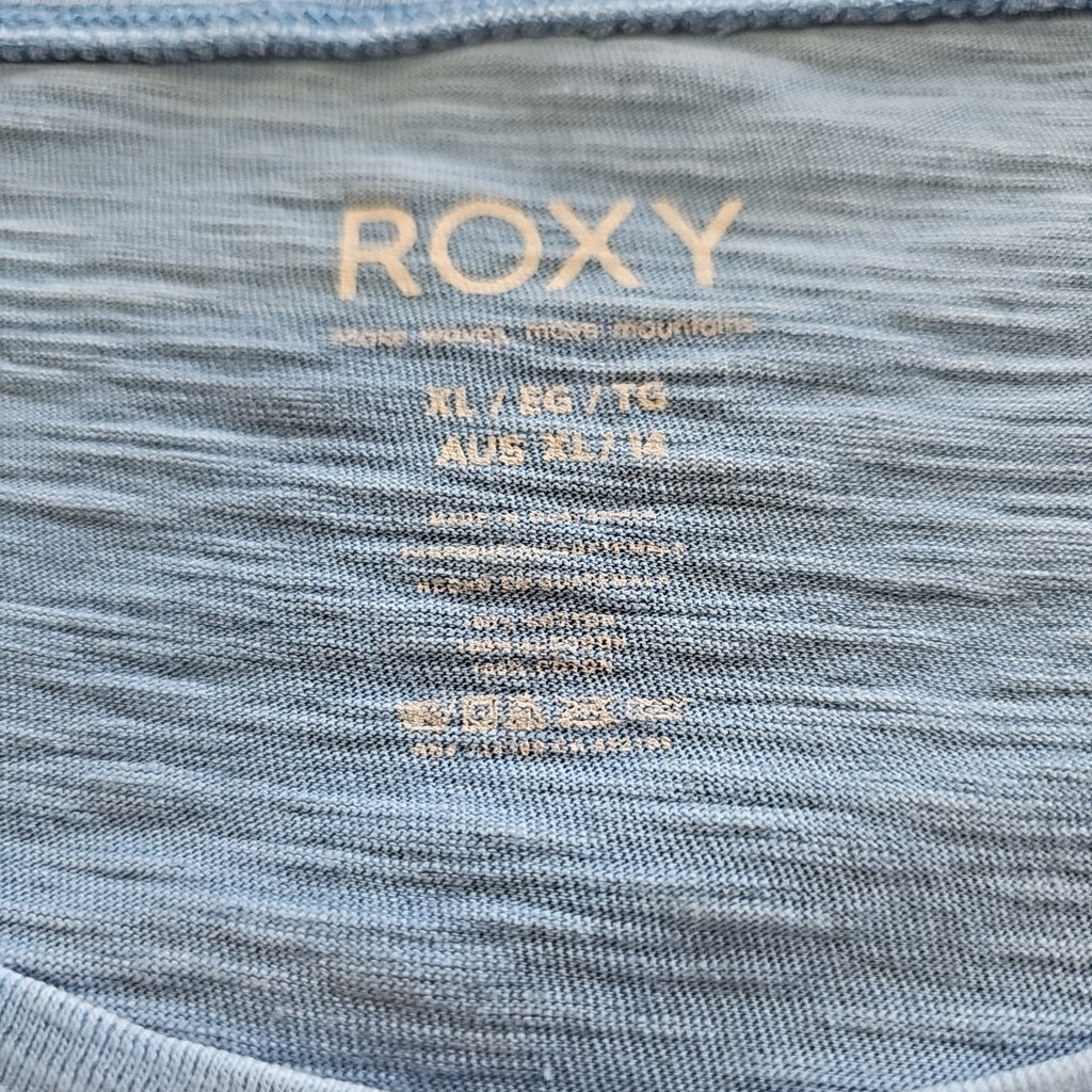 Roxy Juniors' Cotton Graphic Logo Crewneck Tee - Riviera Solid