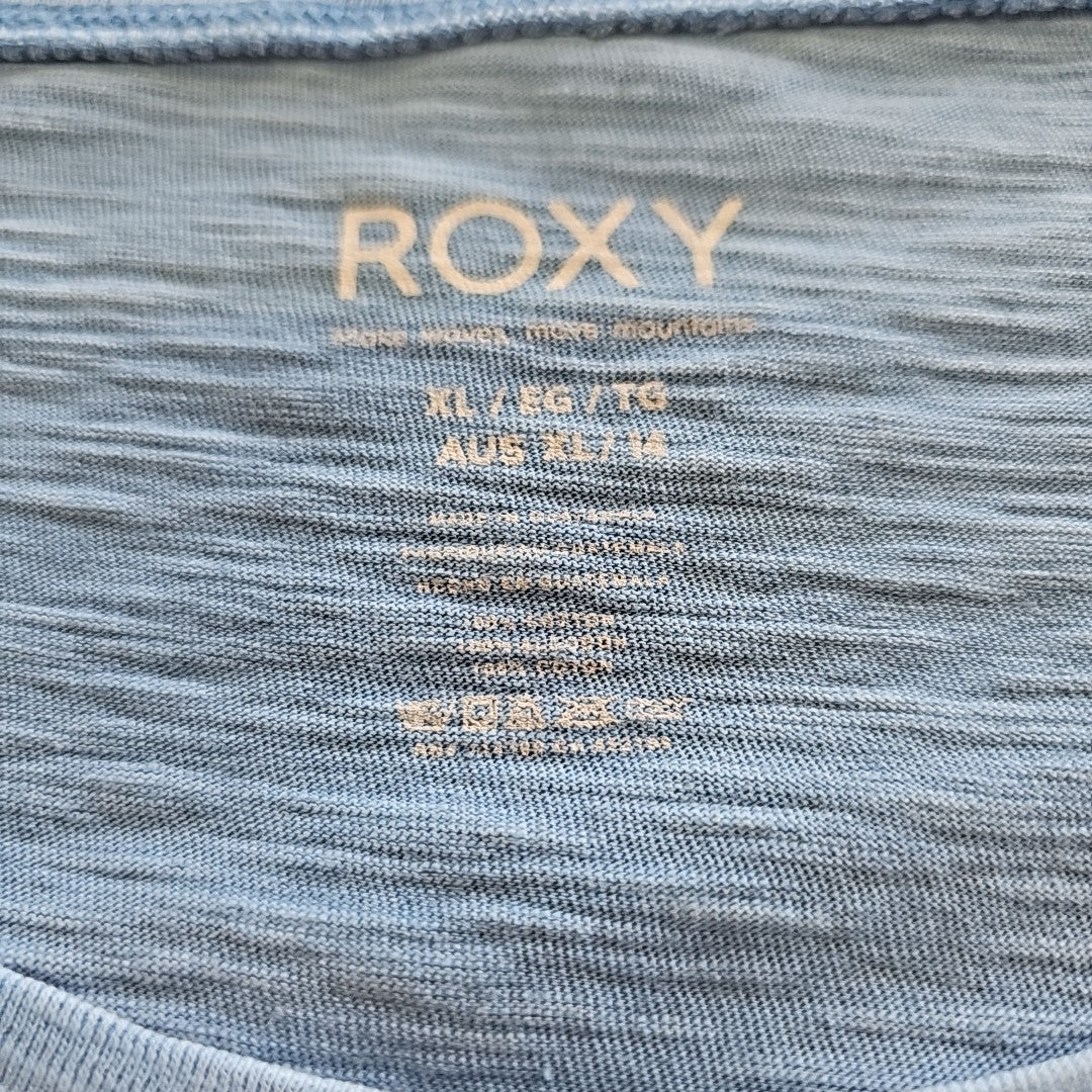 Roxy Juniors' Cotton Graphic Logo Crewneck Tee - Riviera Solid