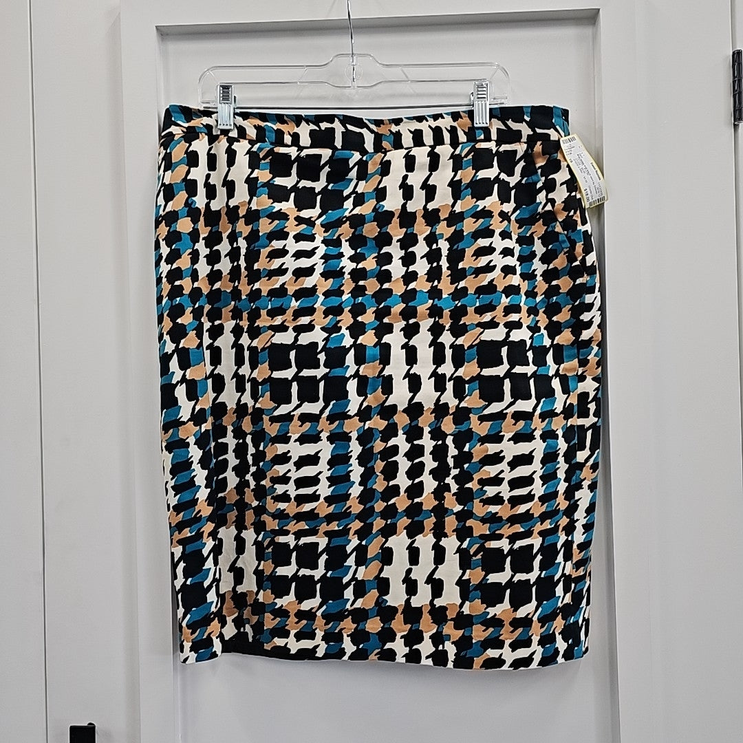 Charter Club Size 16 Blue & Beige Print Skirt