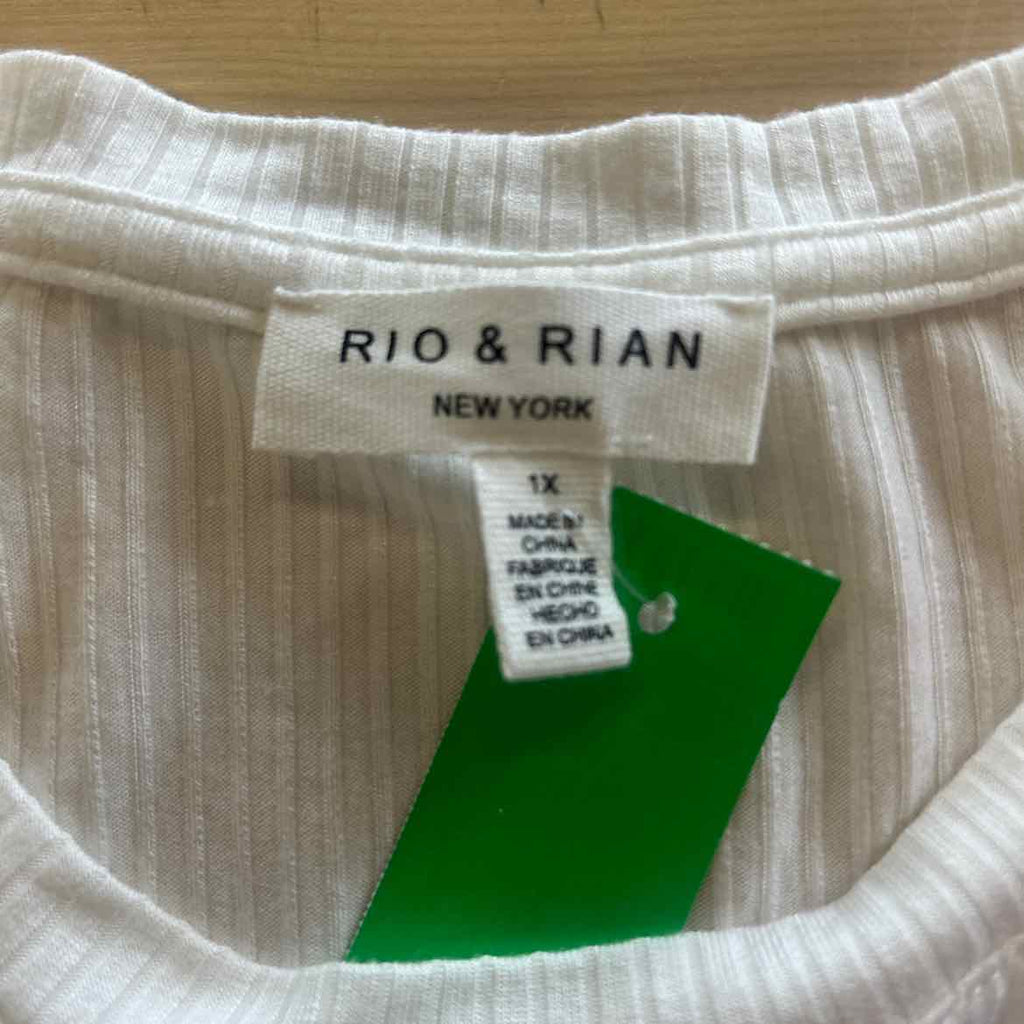 Rio & Rian Size 1X White Preloved Blouse LS