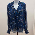 White House Black Market Size 14 Navy & Red Blouse LS