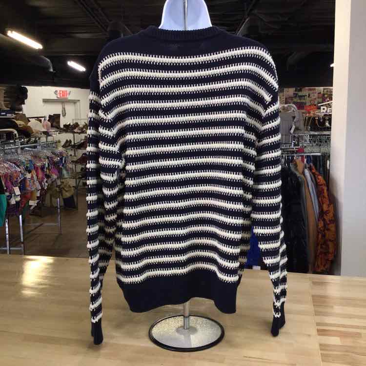 zara Size M white navy Knit Preloved Sweater