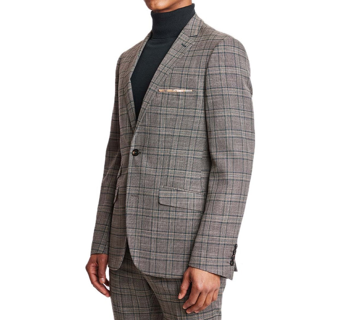 Paisley & Gray Men's Dover Slim-Fit Stretch Check Suit Jacket - Tan Forest