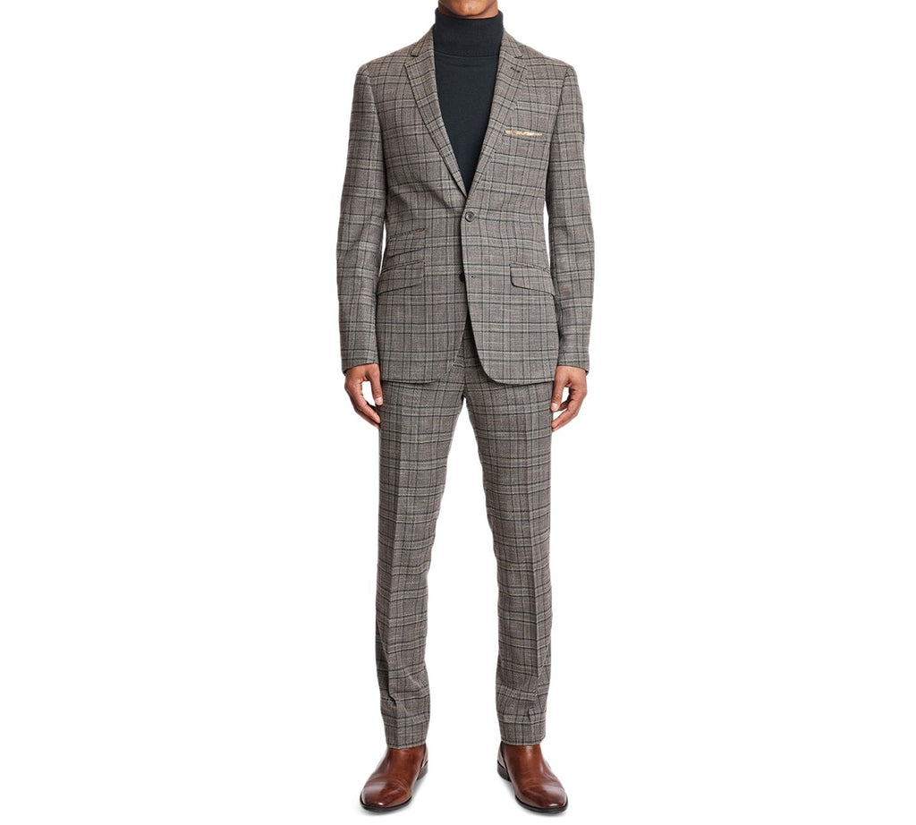 Paisley & Gray Men's Dover Slim-Fit Stretch Check Suit Jacket - Tan Forest