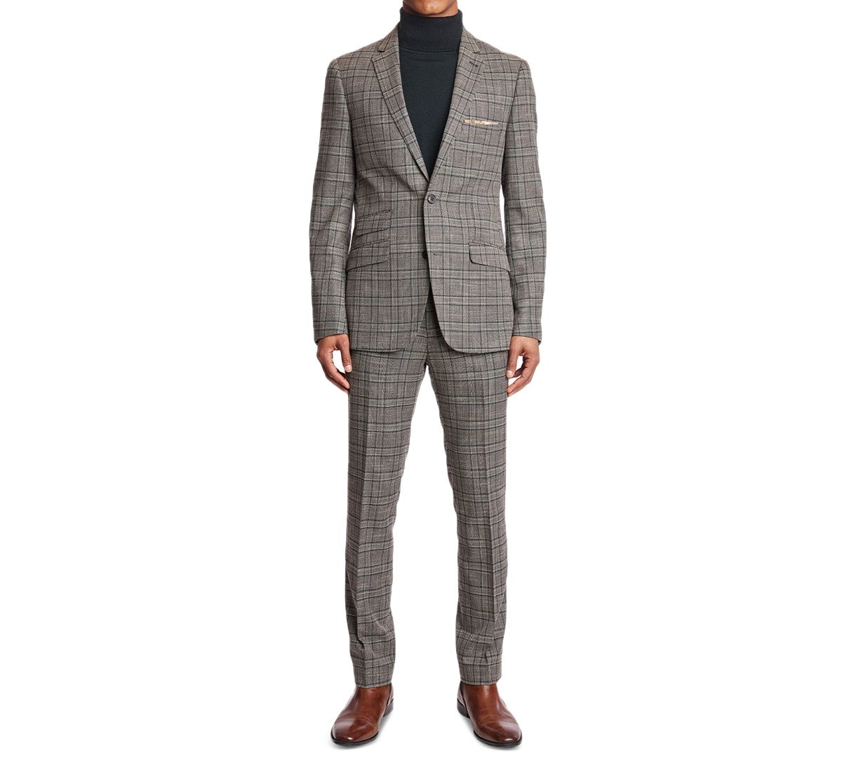 Paisley & Gray Men's Dover Slim-Fit Stretch Check Suit Jacket - Tan Forest