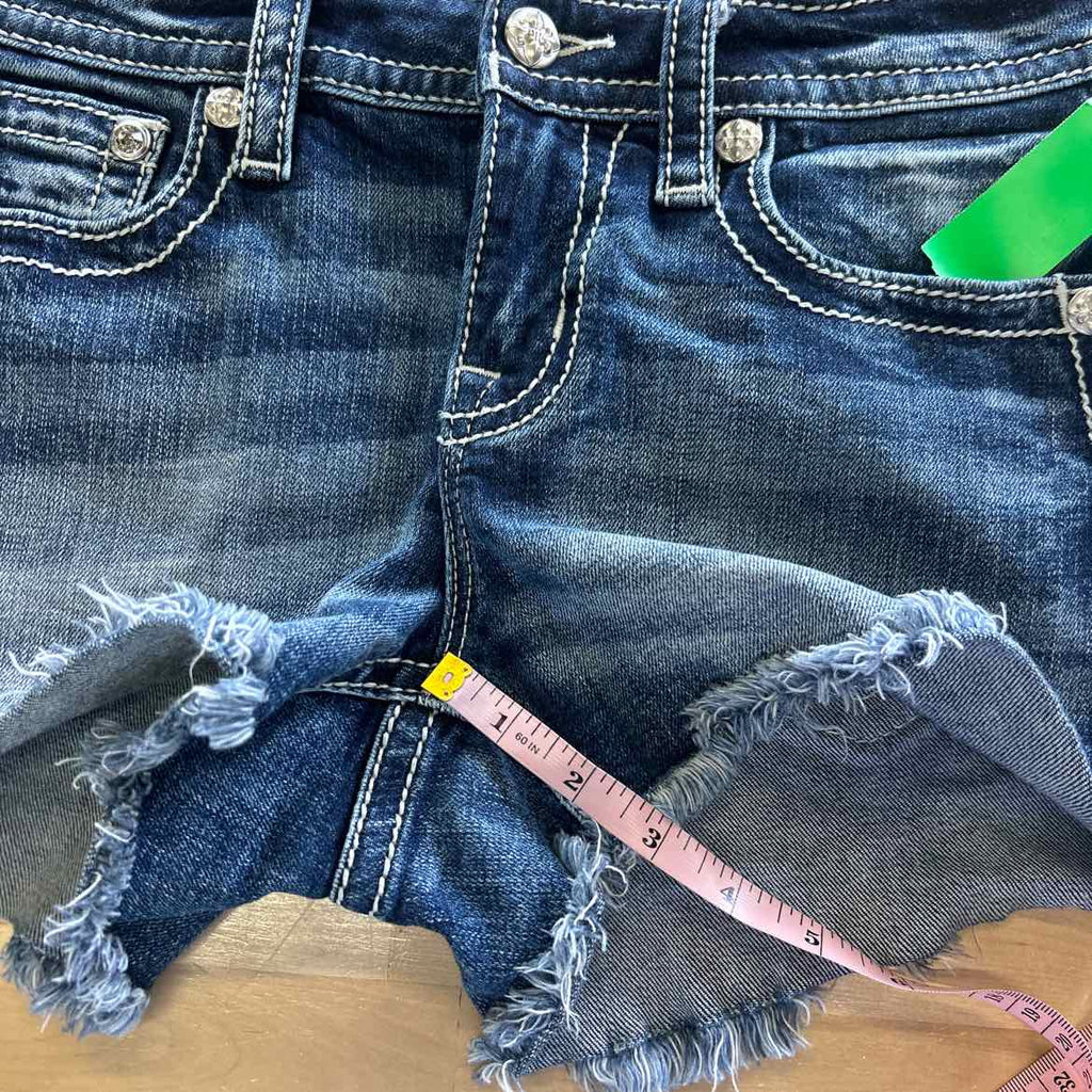 Miss Me Women Size 27 Dark & Light Blue Denim Preloved Shorts