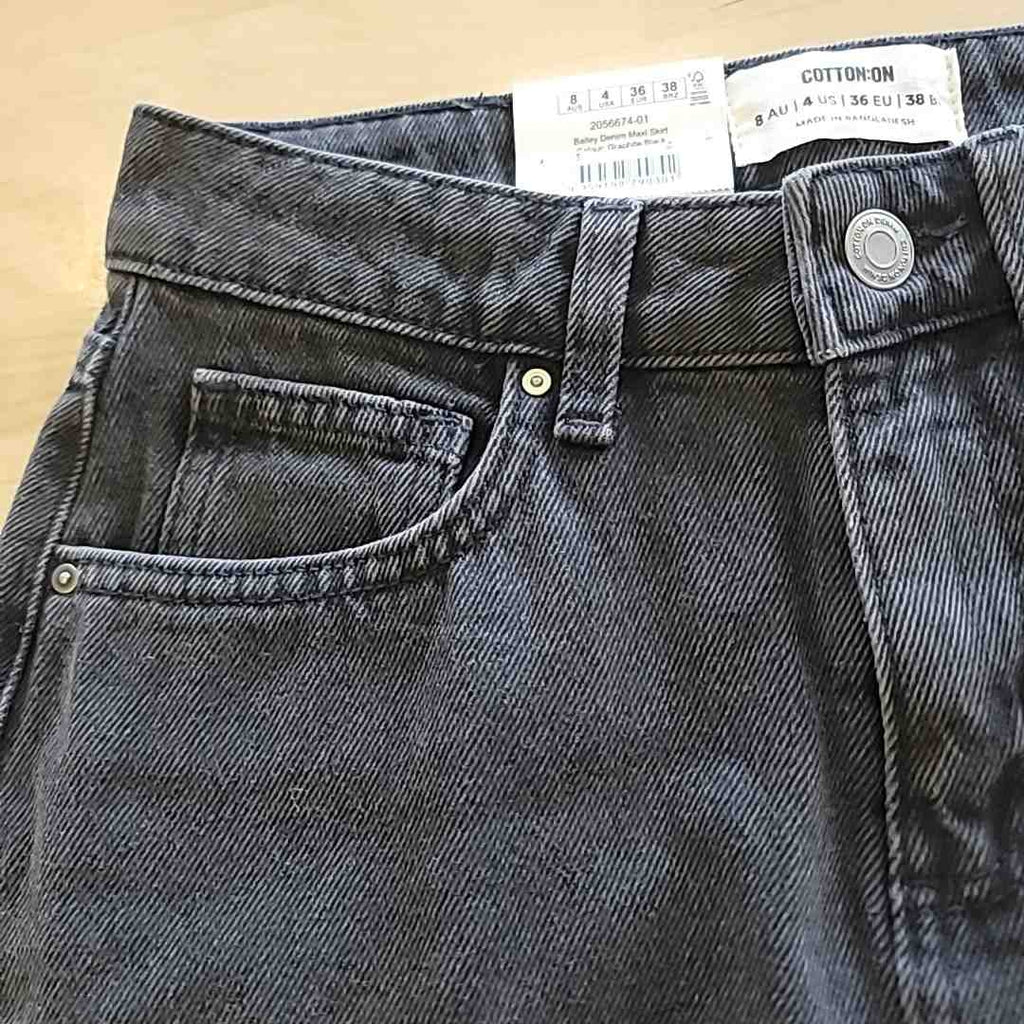 Cotton On Size 4 Graphite Black Bailey Maxi Skirt NWT