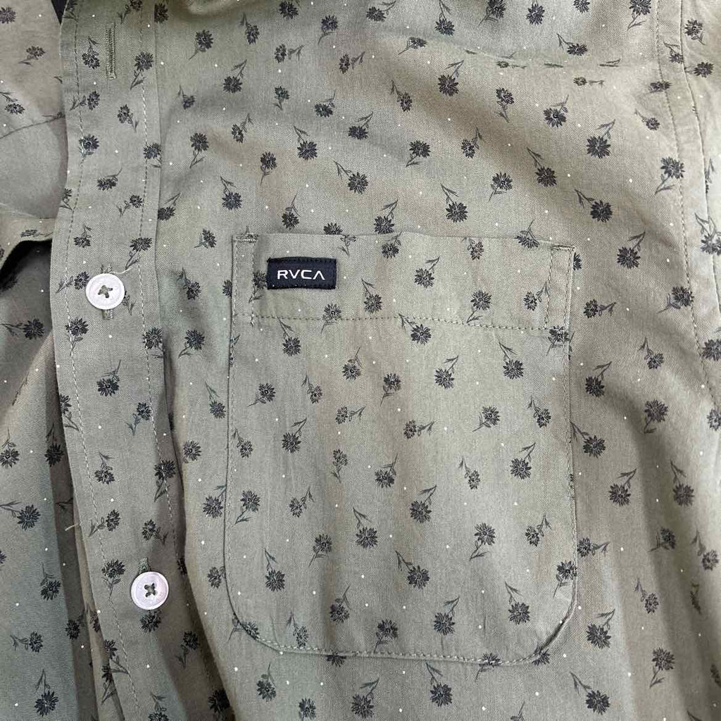 RVCA Size S Green Preloved MENS Button Down Shirt