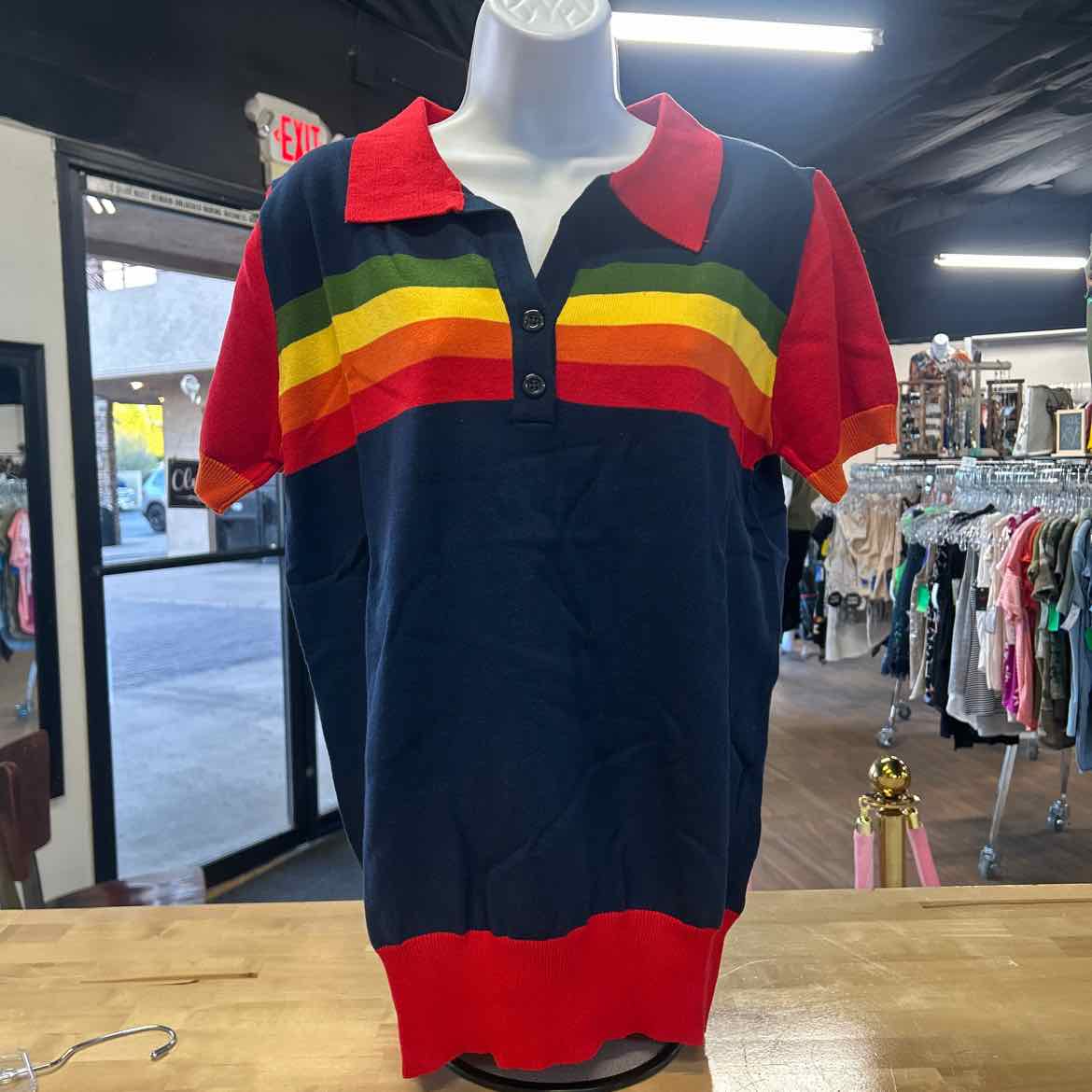 Oxknit Size XL Rainbow Preloved Polo