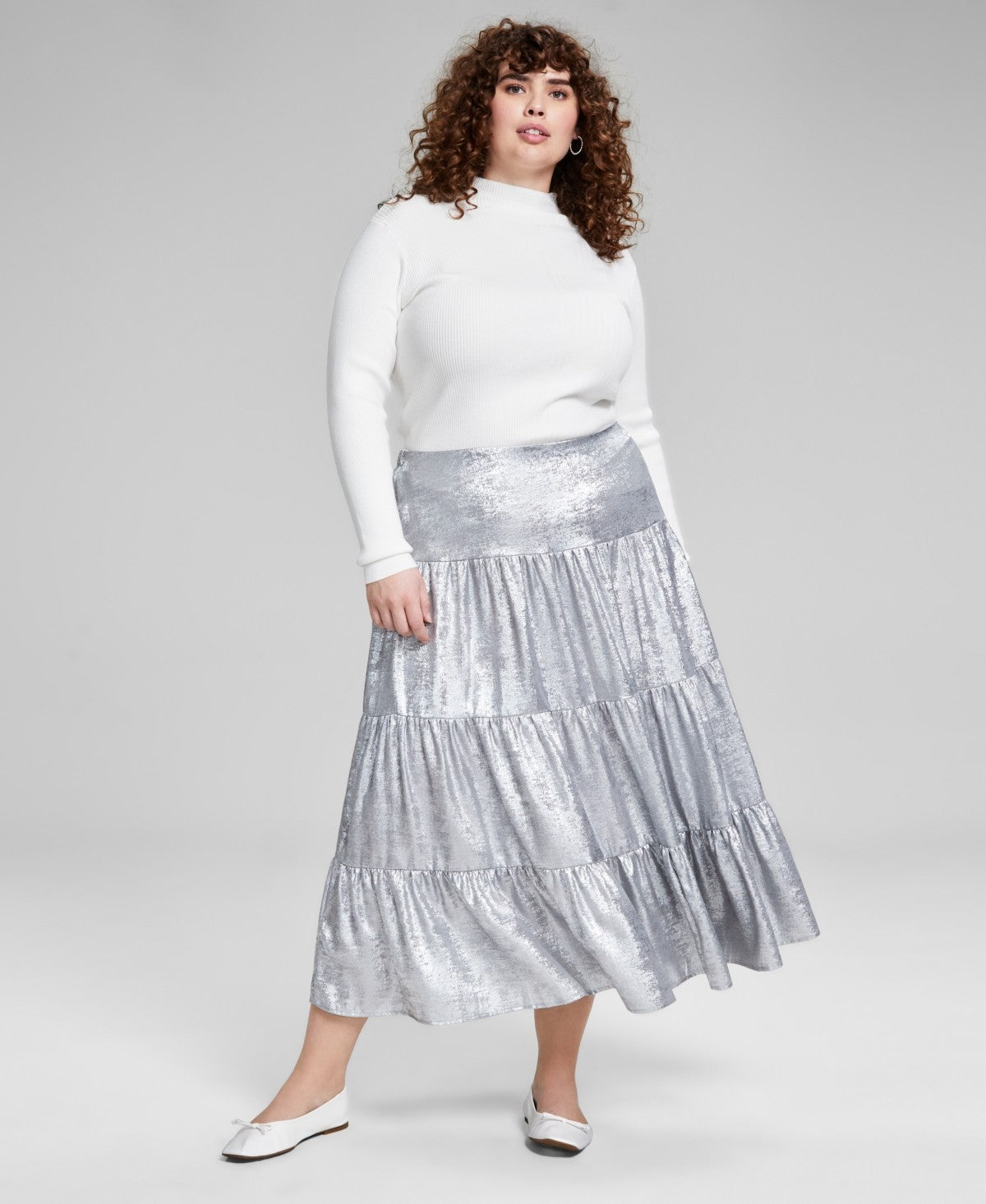 AND NOW THIS Size 3X Silver Skirt