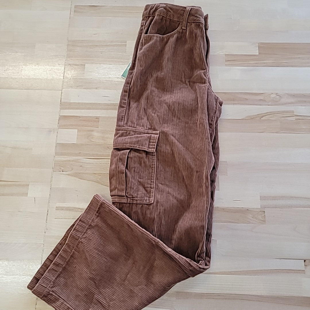 tinceltown Size 5 Cotton Corduroy Low-Rise Cargo Jeans - Pecan